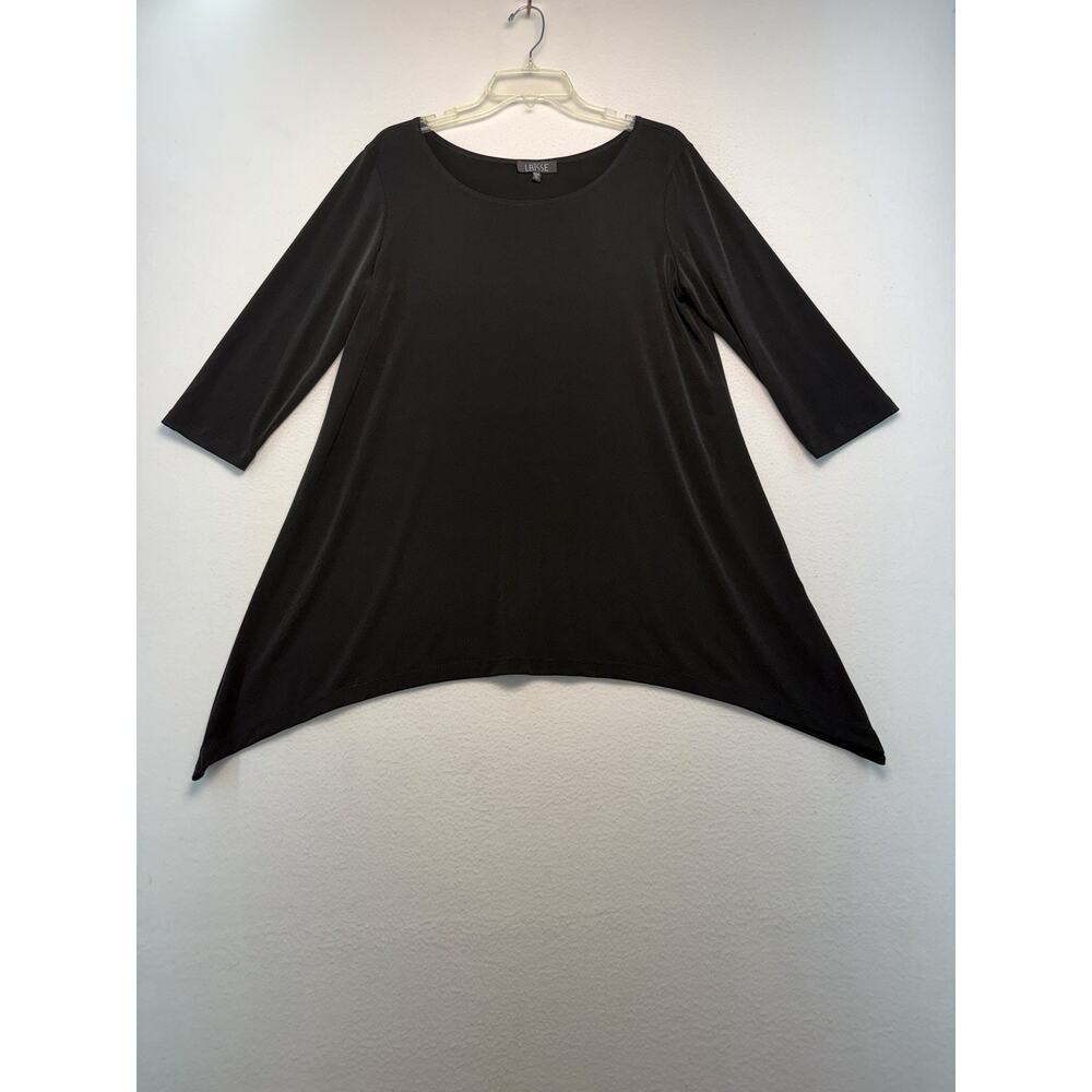 Lbisse XL Black Stretchy Soft Asymmetrical Lagenlook Whimsigoth Top Tunic Office
